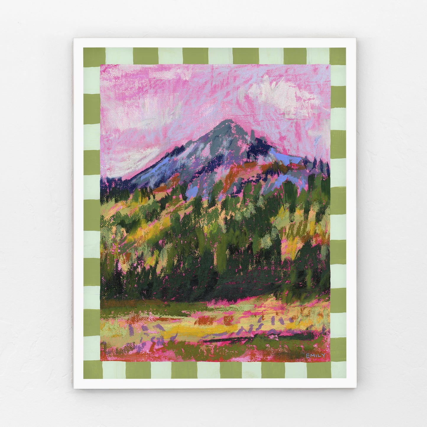 Pink Dusk Print - Checkered Border