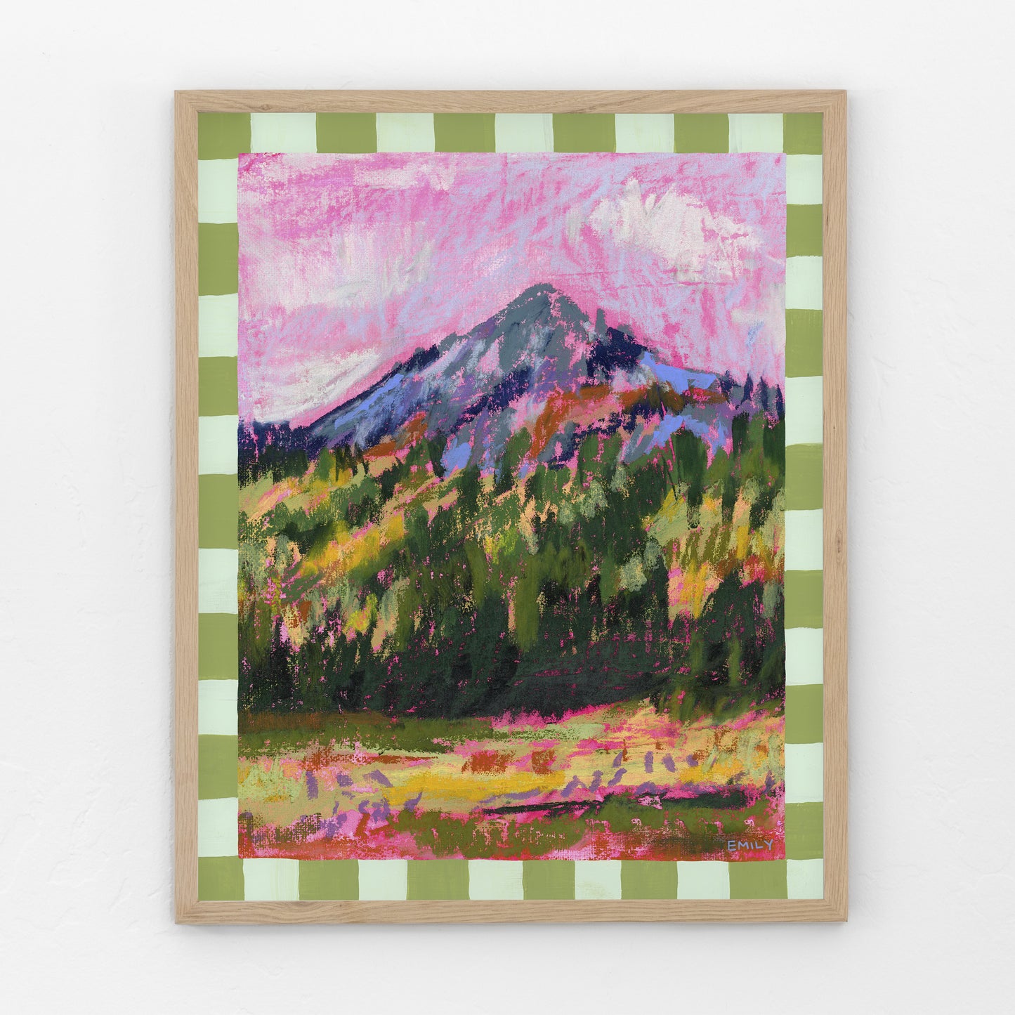 Pink Dusk Print - Checkered Border