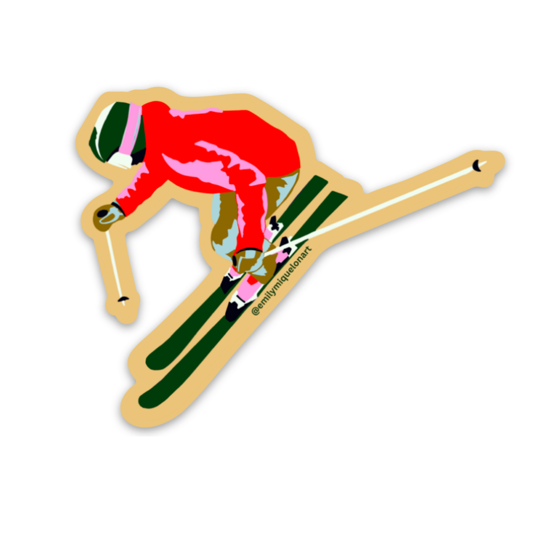 Downhill Skier Sticker