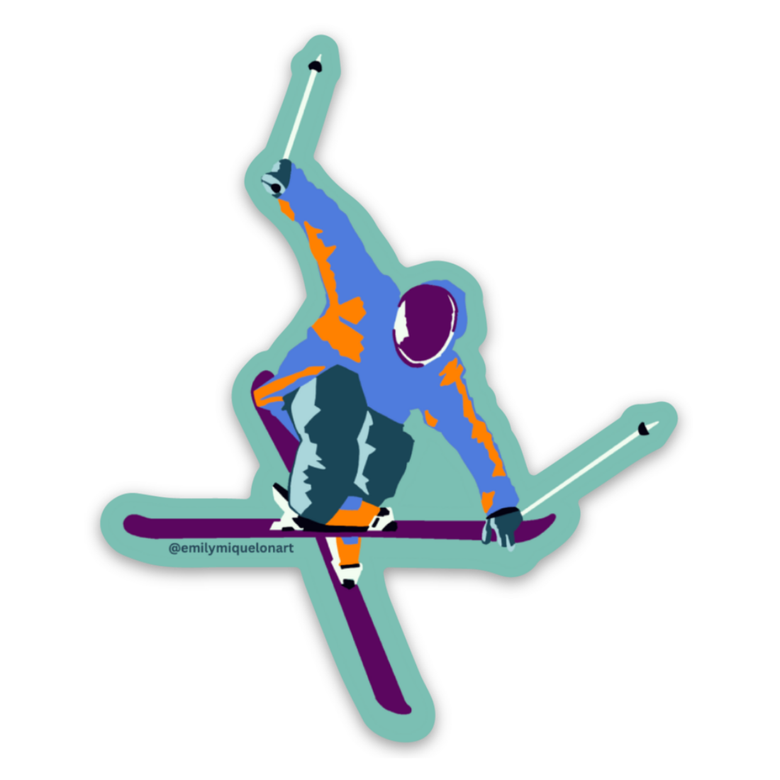 EM ART | Stickers | In The Air Skier Sticker – emilymiquelon