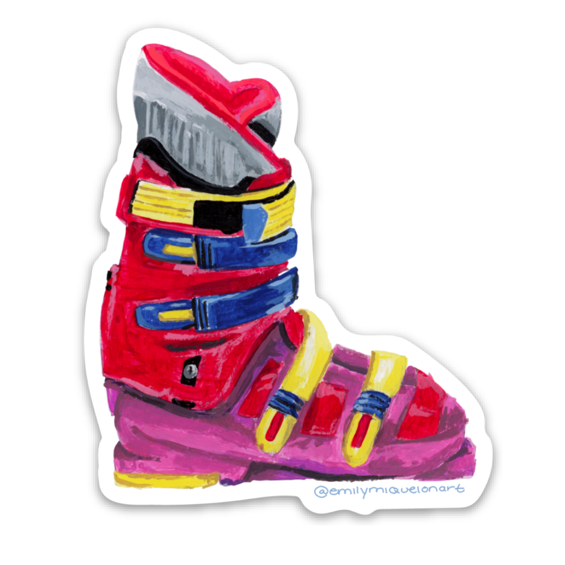 Red Retro Ski Boot Sticker