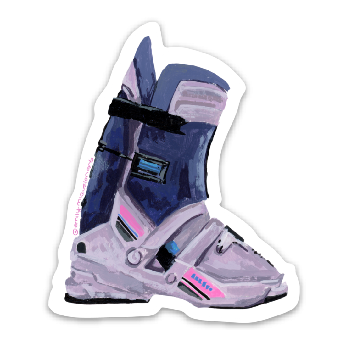 Purple Retro Ski Boot Sticker