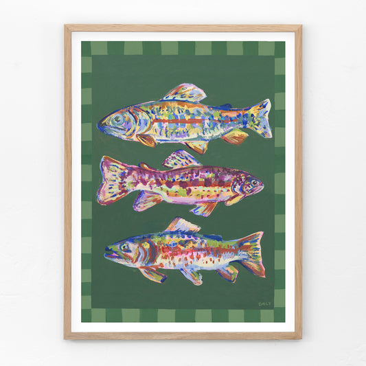 Green Fish Trio Print