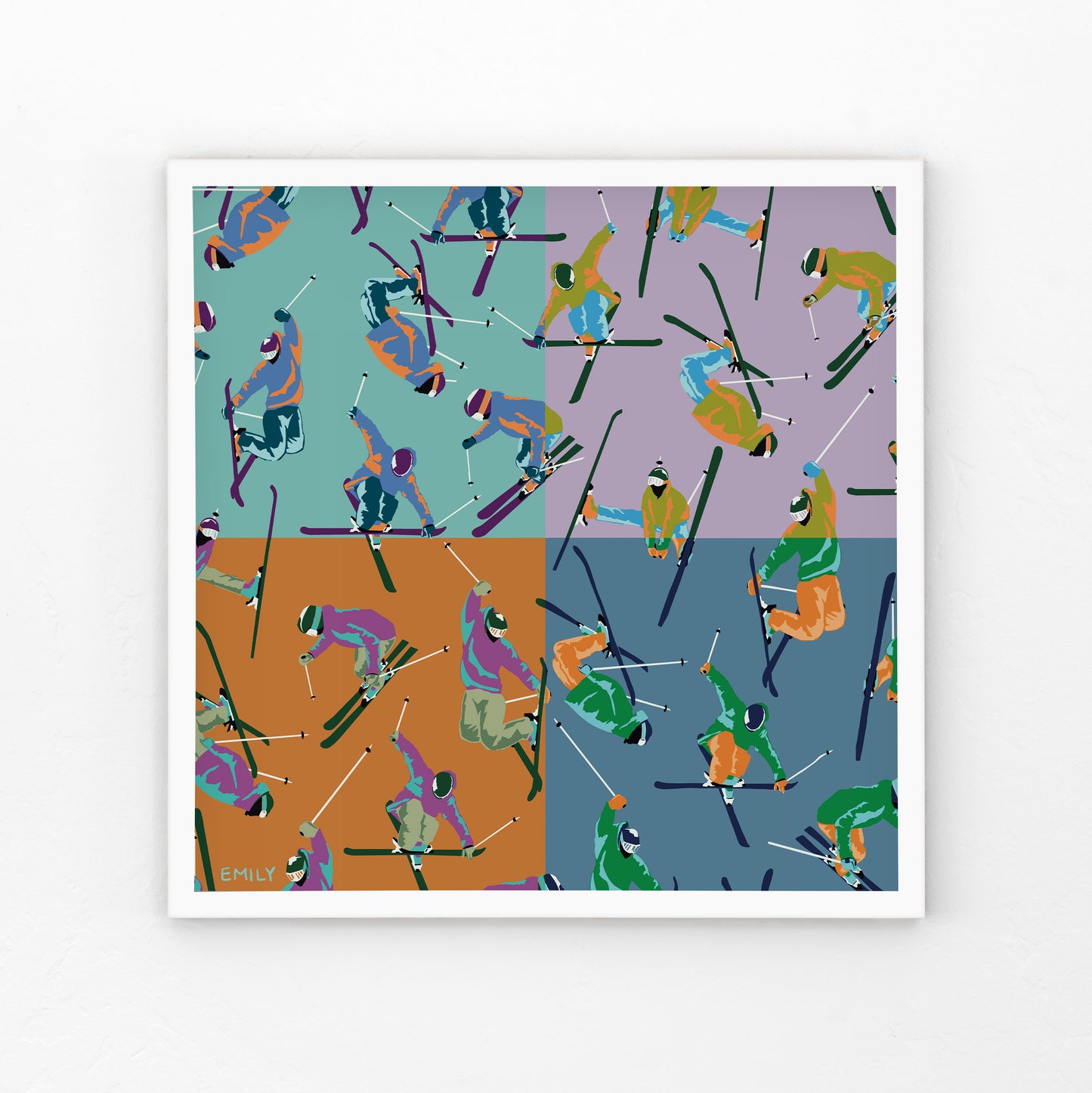 Patchwork Skiers Print