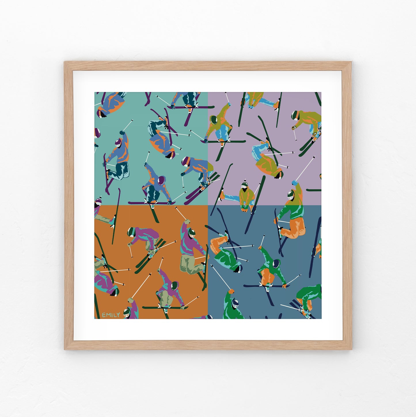 Patchwork Skiers Print