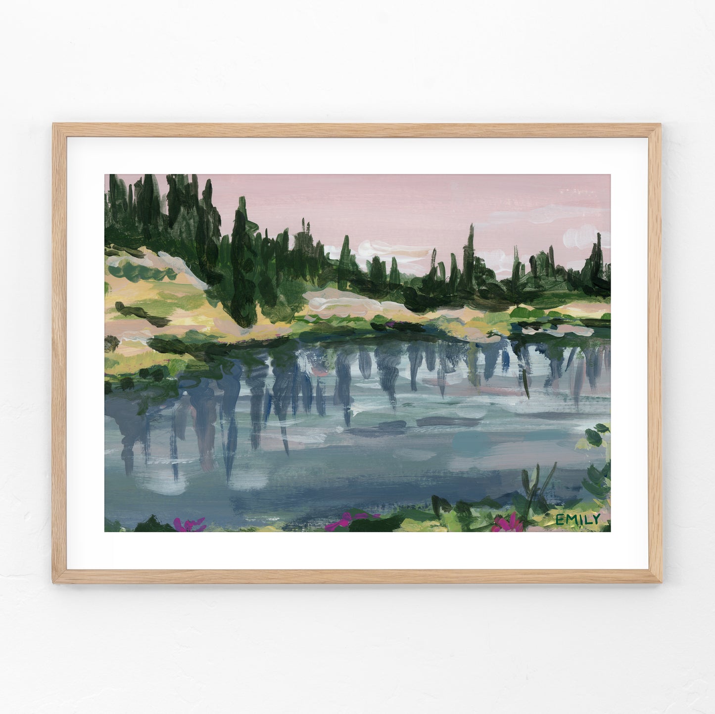 Pink Mountain Lake Print