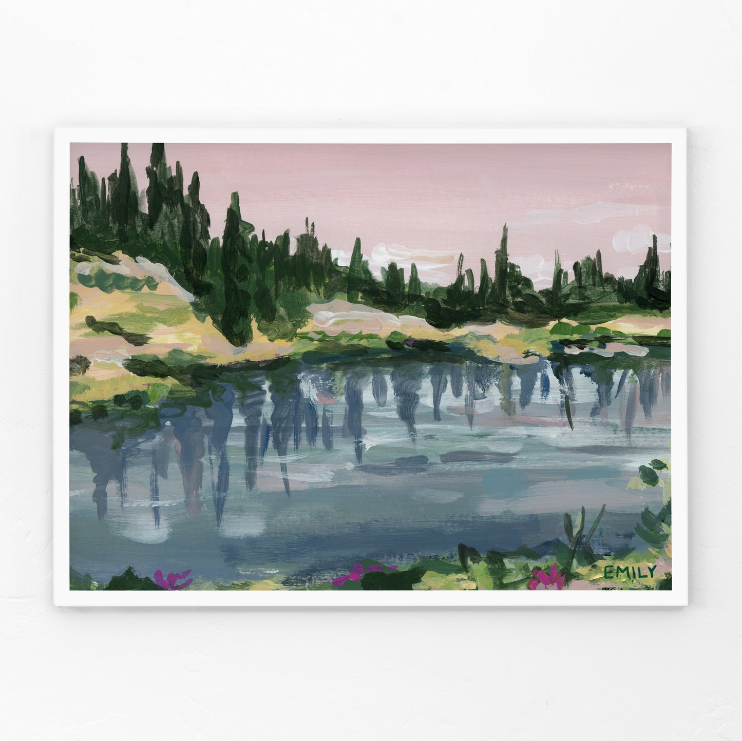 Pink Mountain Lake Print