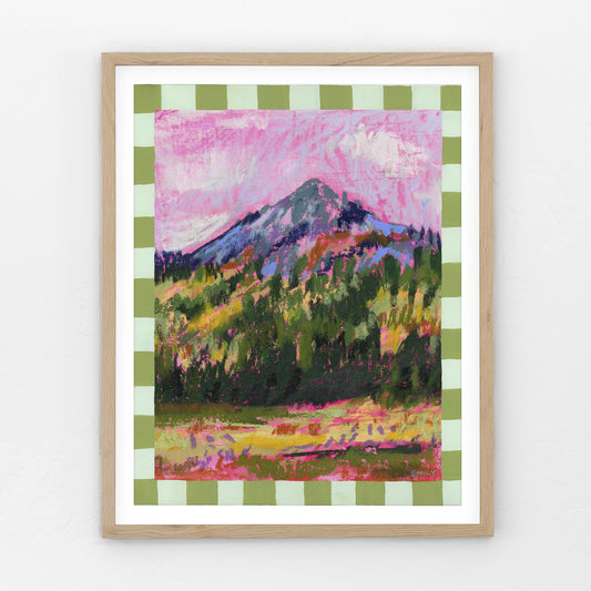 Pink Dusk Print - Checkered Border