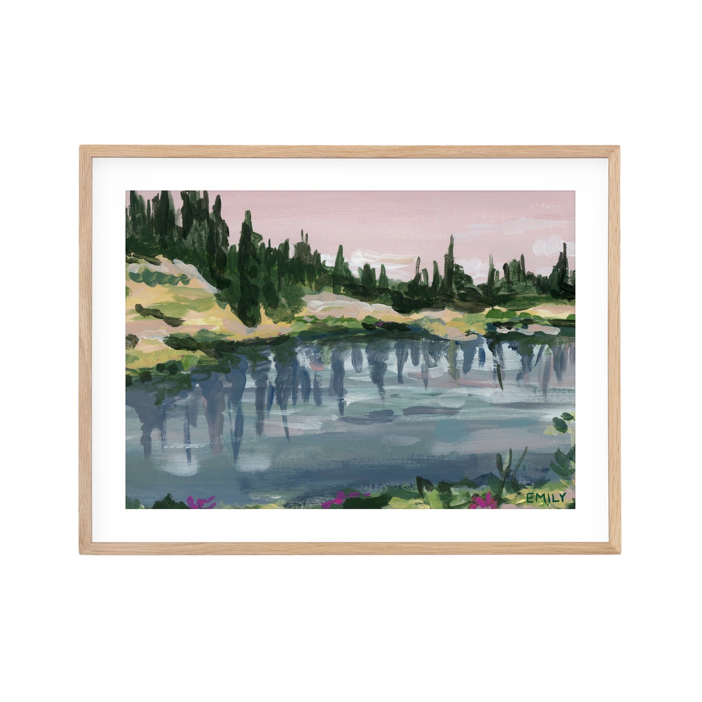 Pink Mountain Lake - 5" x 7"