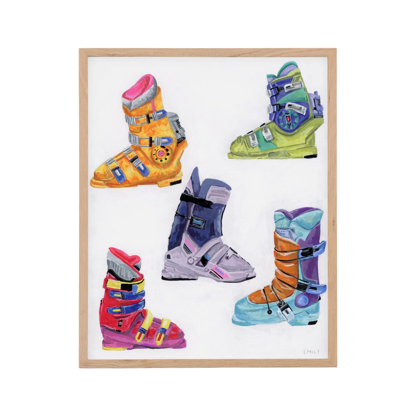 Retro Ski Boots - 8" x 10"