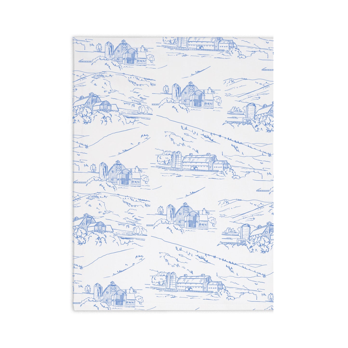 Tea Towel - White Barn Toile (Blue)