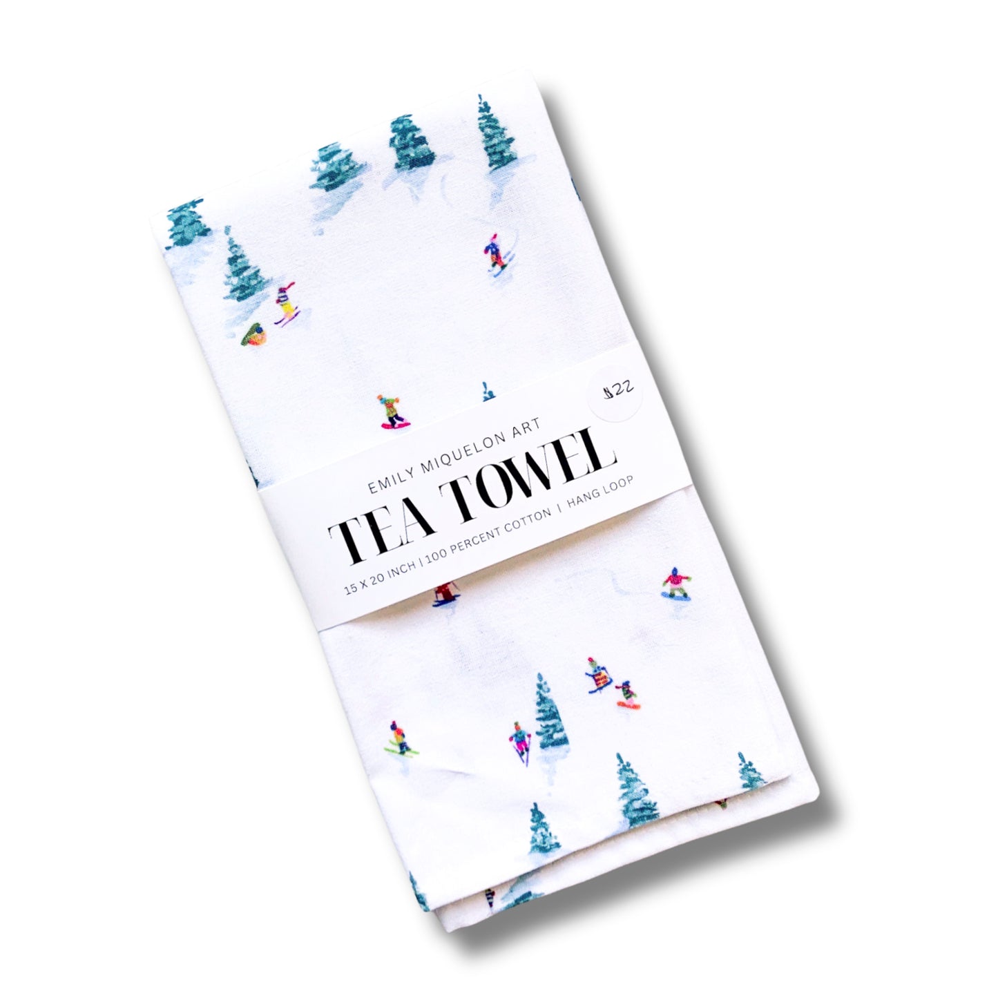 Tea Towel - Tiny Skiers In Trees