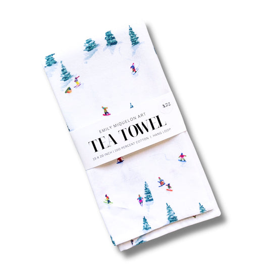 Tea Towel - Tiny Skiers In Trees