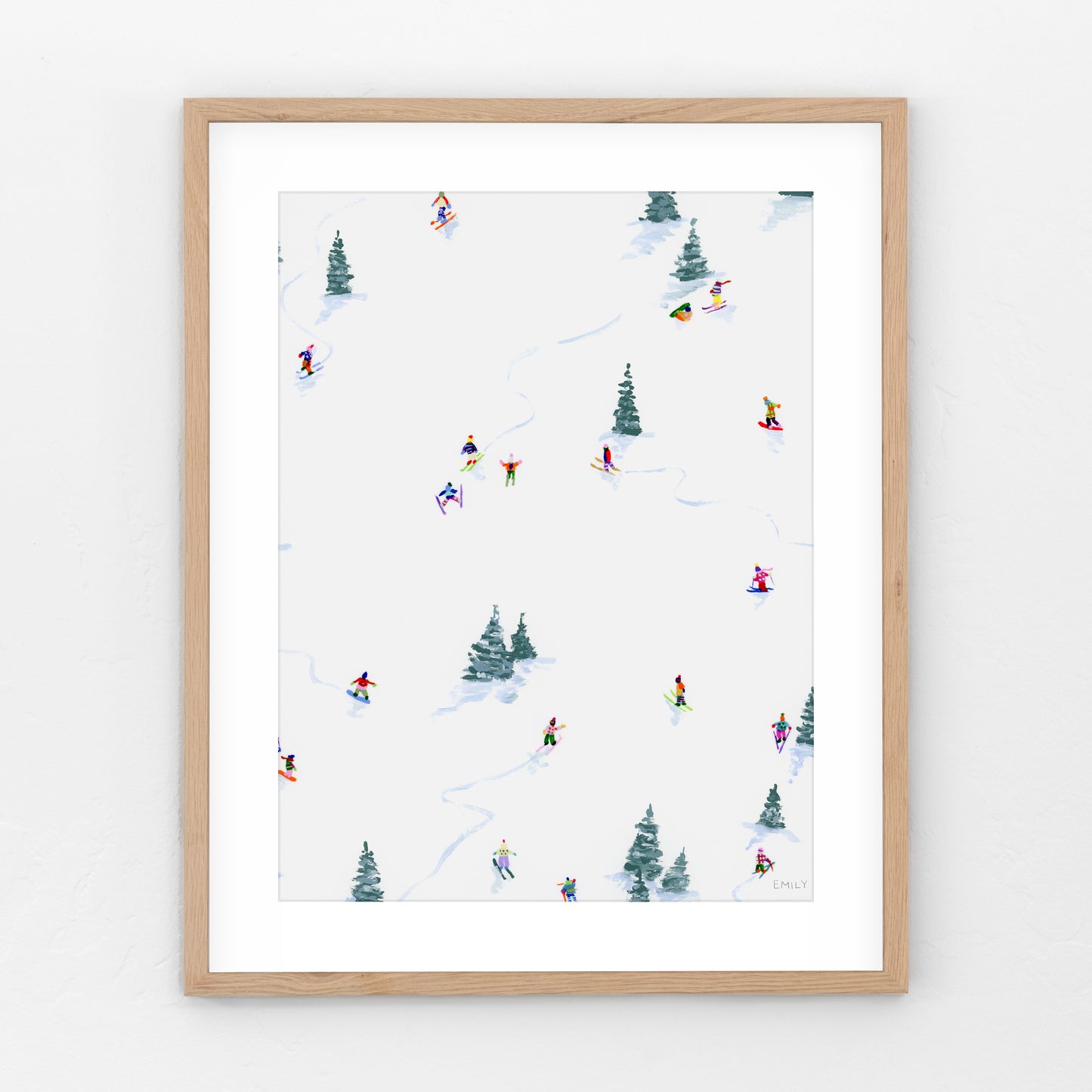 Tiny Skiers In Trees Print