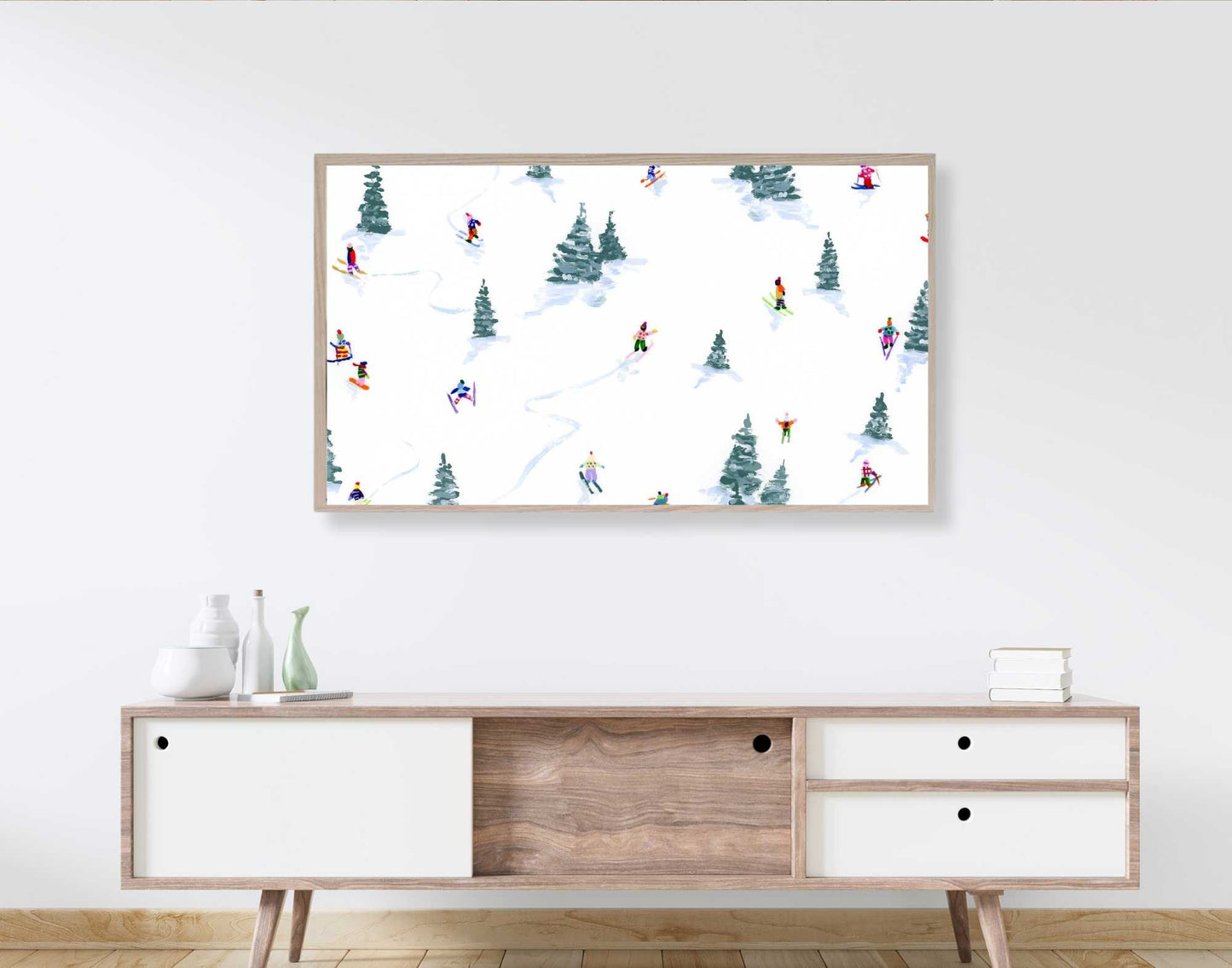 Tiny Skiers In The Trees Frame TV