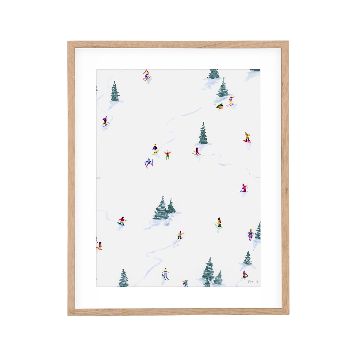 Tiny Skiers In The Trees - 8" x 10"