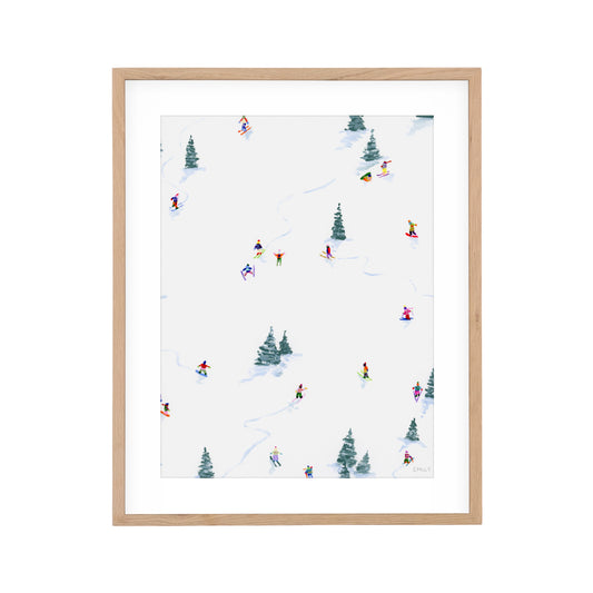 Tiny Skiers In The Trees - 8" x 10"