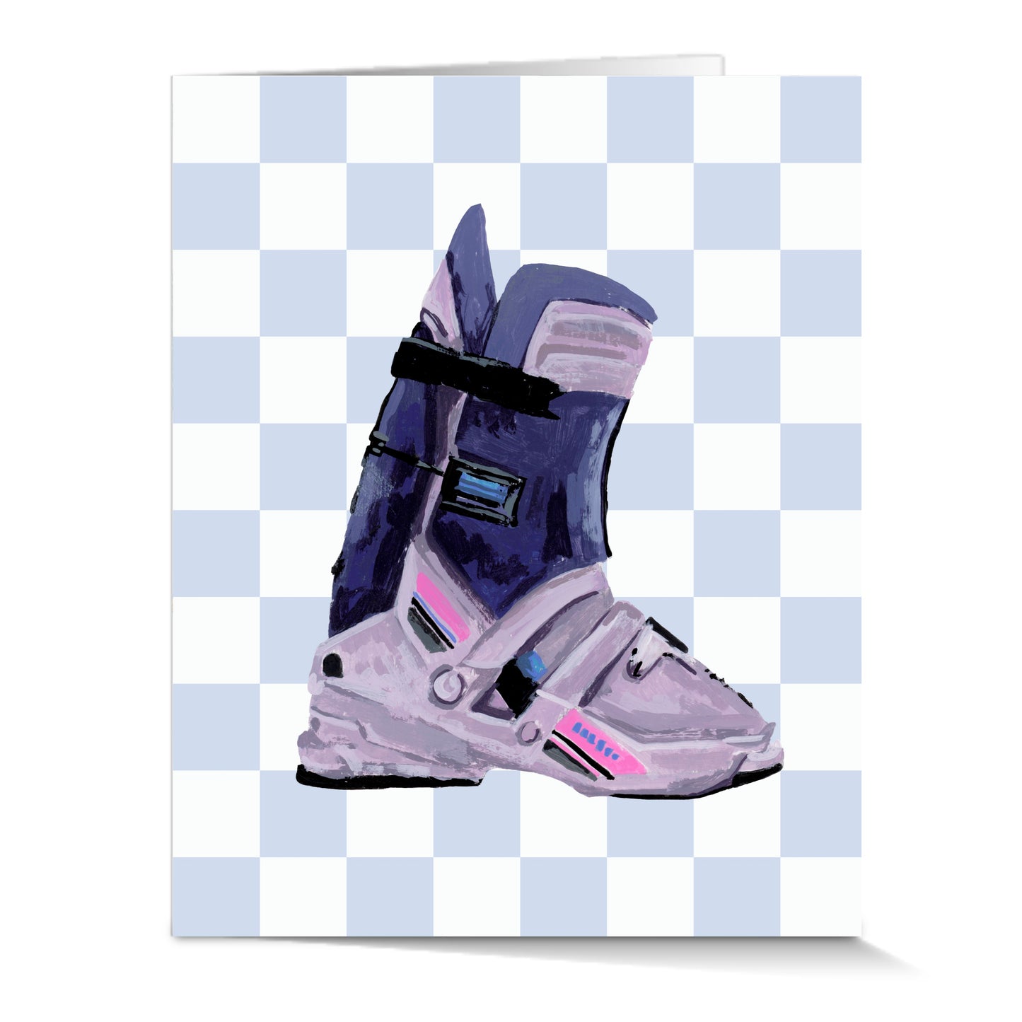 Checkered Ski Boot - Greeting Card