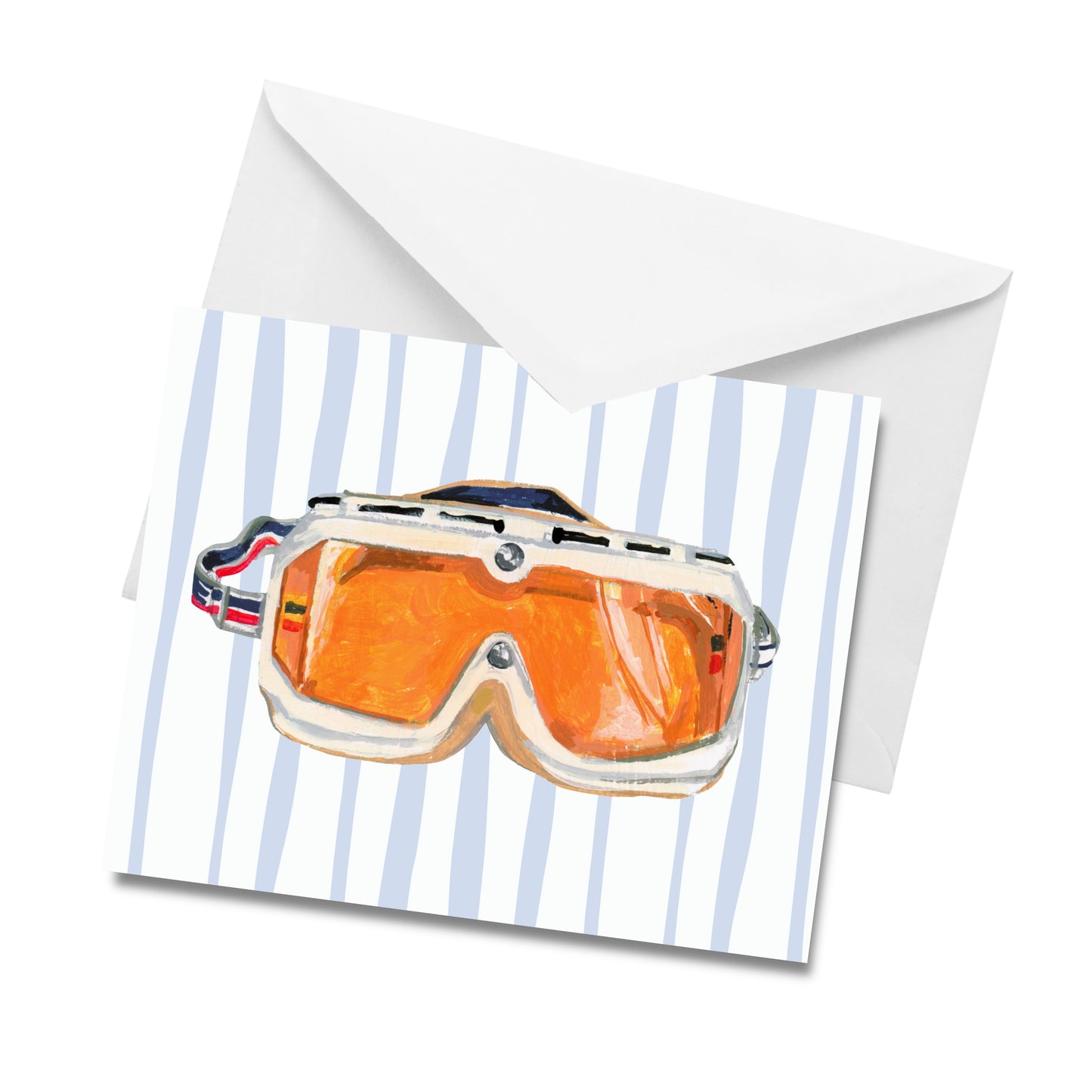 Stripe Ski Goggles - Greeting Card