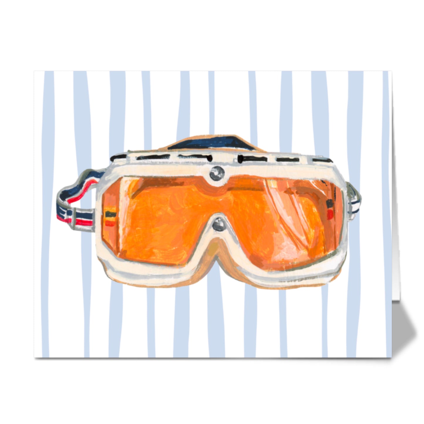 Stripe Ski Goggles - Greeting Card