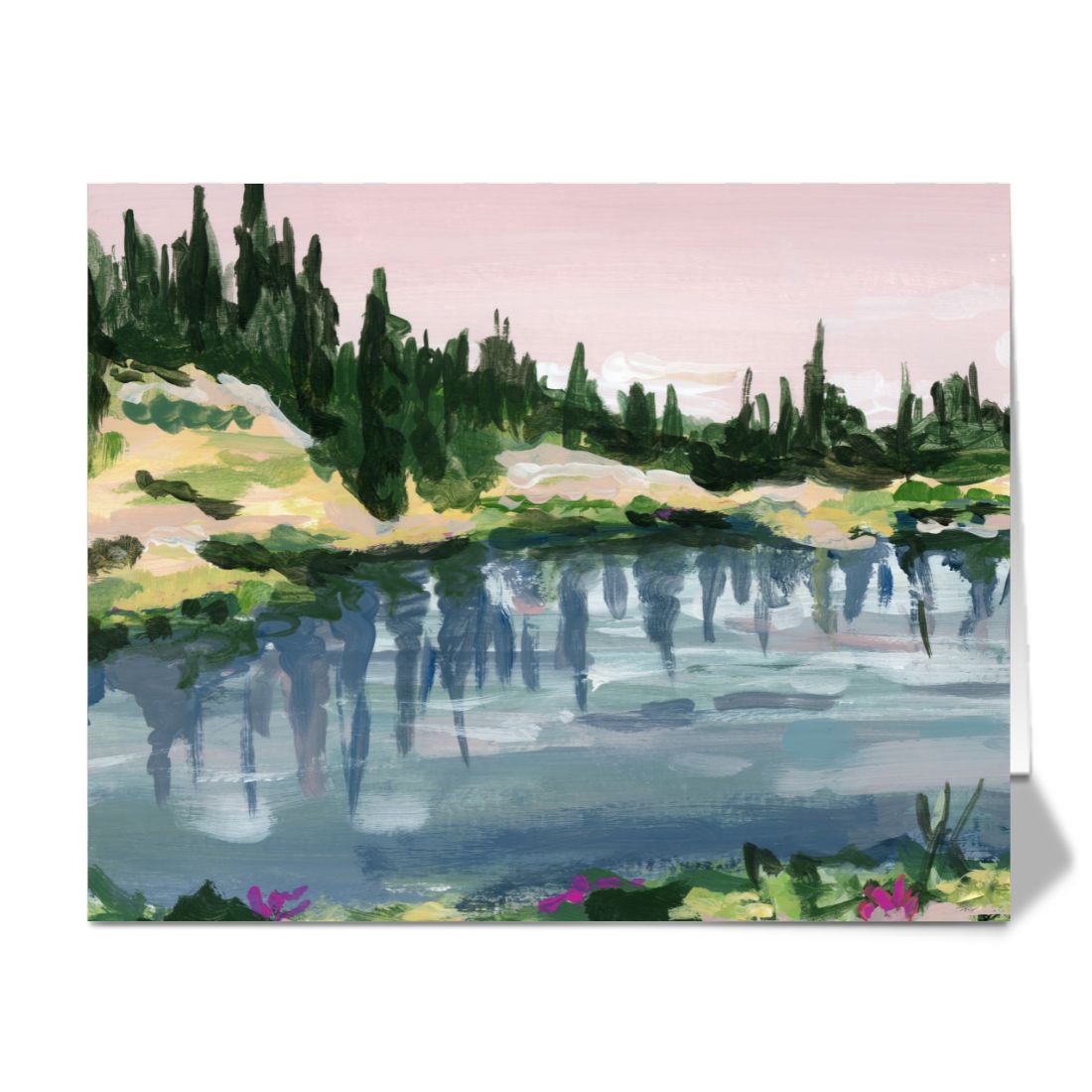 Pink Mountain Lake - Greeting Card