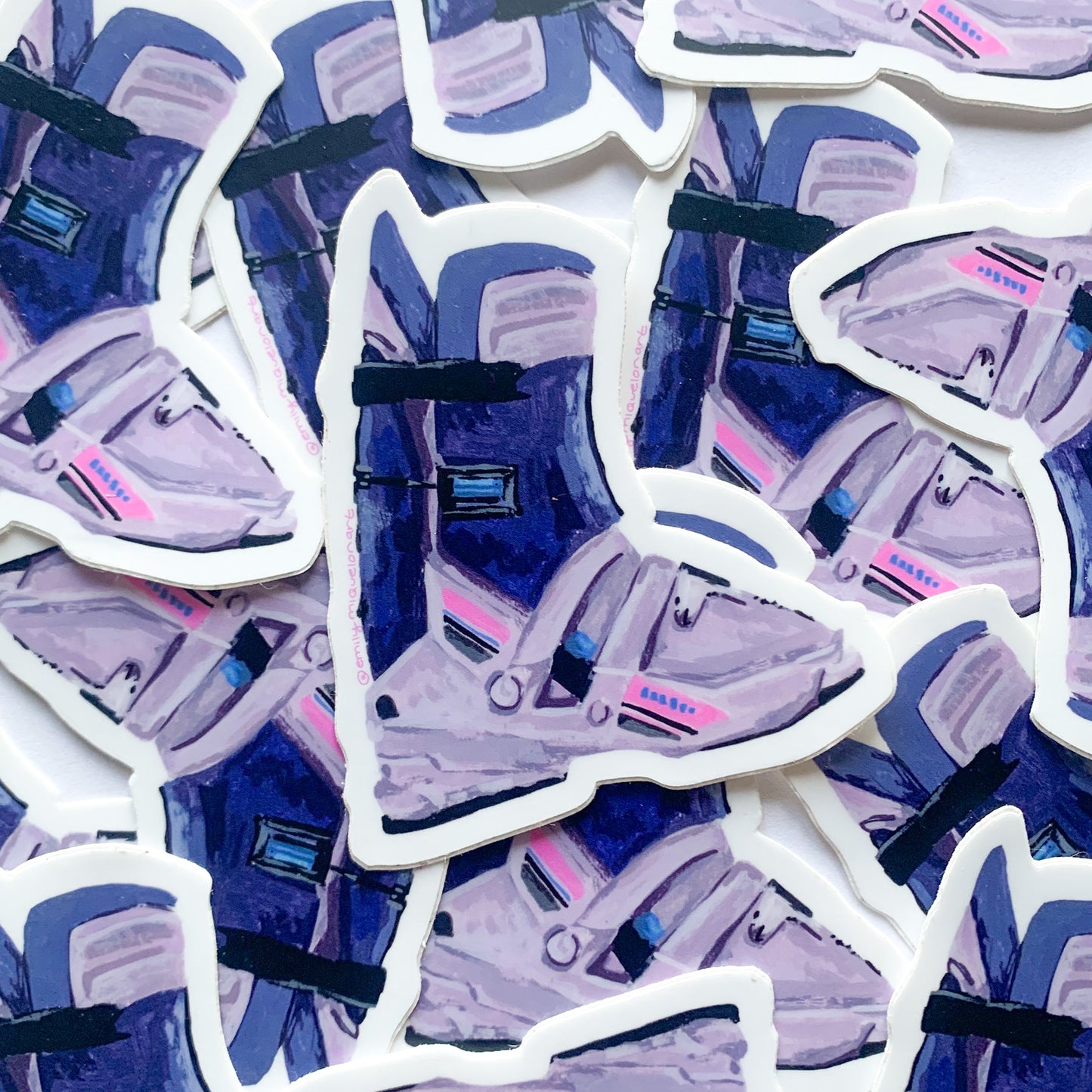 Purple Retro Ski Boot Sticker