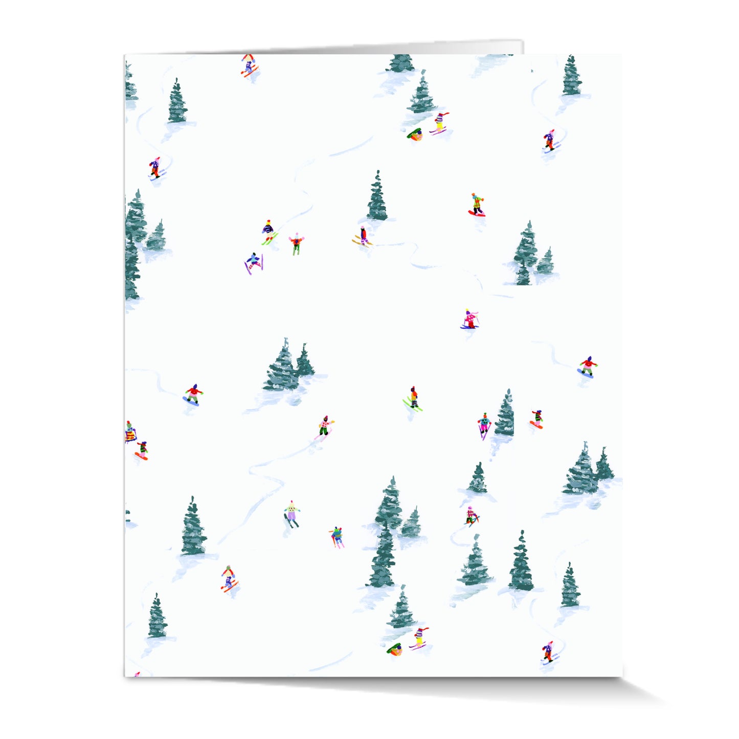 Tiny Skiers In The Trees - Greeting Card