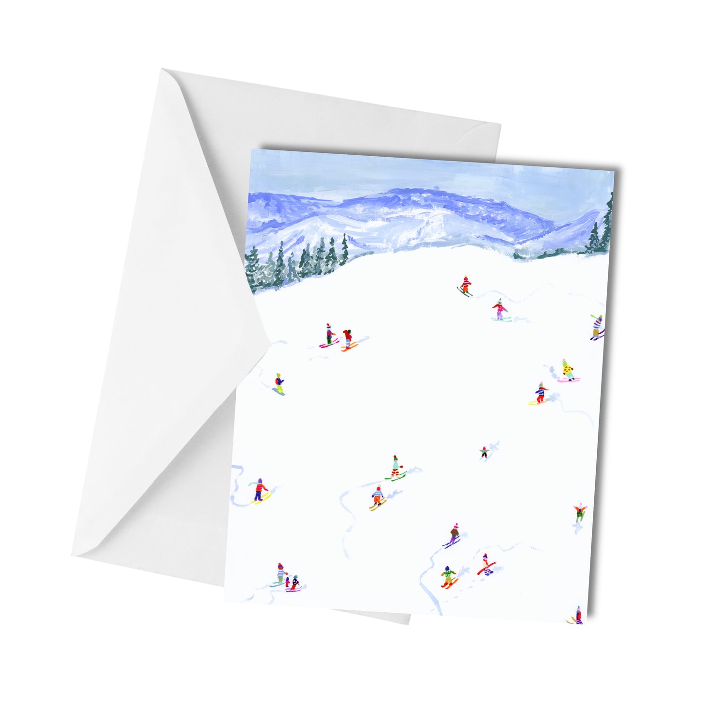 Tiny Skiers With A View - Greeting Card