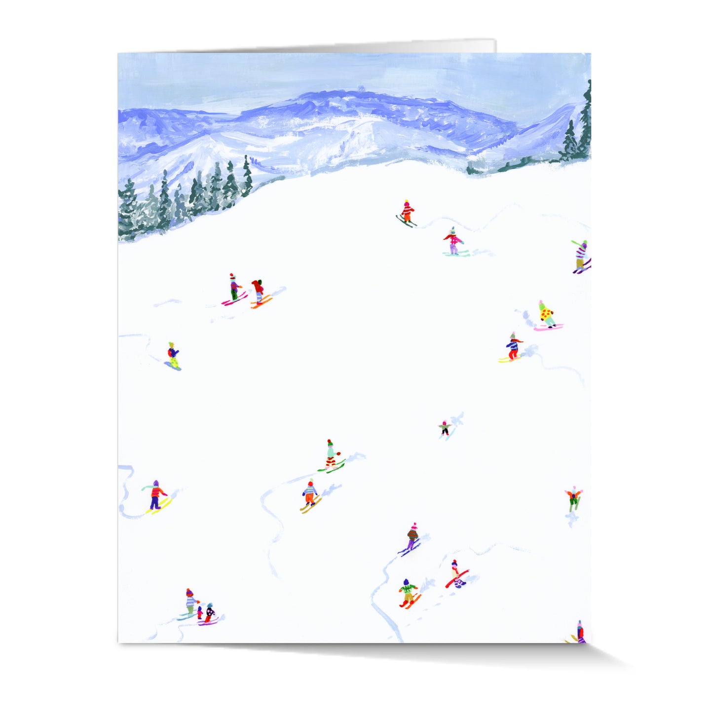 Tiny Skiers With A View - Greeting Card