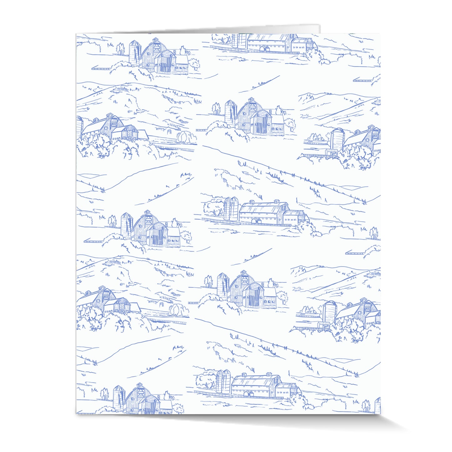 White Barn Toile - Greeting Card